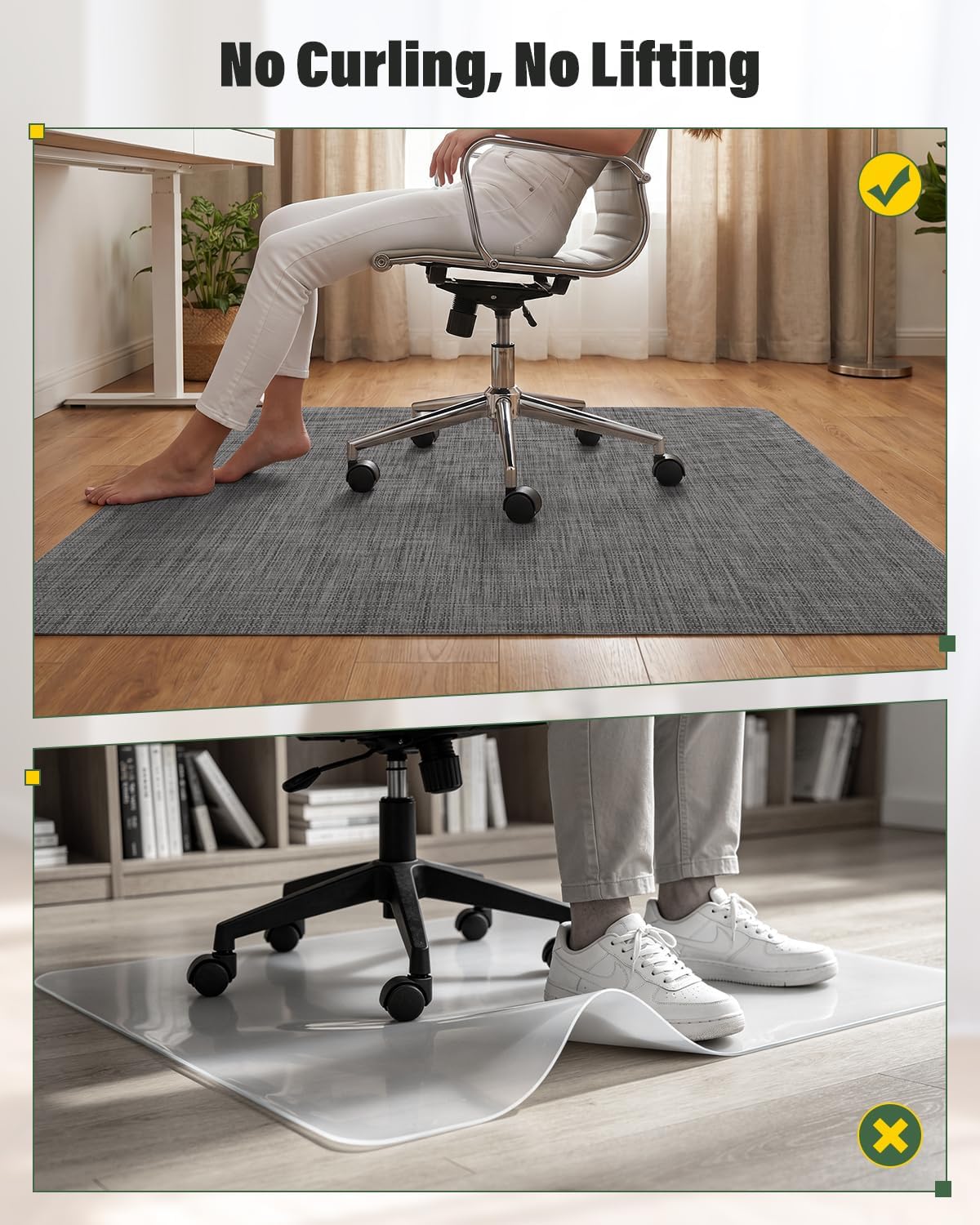 Asrug Office Chair Mat for Hardwood Floor 36" x 48" Desk Computer Chair Mat for Rolling Chair PVC Plastic Durable Non-Slip Under Desk Rug,Hard Floor Mats Protector for Office Home, Dark Gray