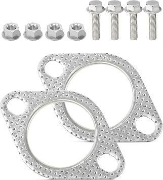 2PCS Exhaust Gasket,Car Accessories Universal Exhaust Flange Gasket,Catalytic Converter Gasket Muffler Repair Kit with Bolts Nuts,Replacement Replace Part Number OEM120-06310-0002 2.25 inch