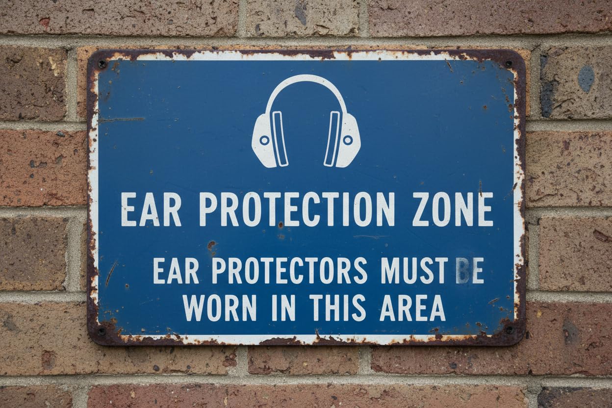 Wall Decor Ear Protection Zone Safety - Mandatory Sign Metal Sign 8x12Inch Clear Signage For S, Fences Vintage Signs Aluminum Plates Printed