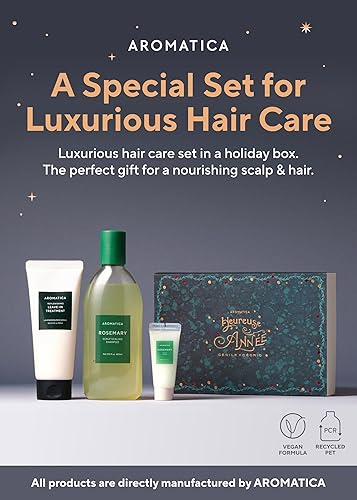Miniatura 2 de AROMATICA Rosemary - Set de regalo para el cuidado del cabello, champú para el crecimiento del cabello y protección contra el calor, tratamiento sin