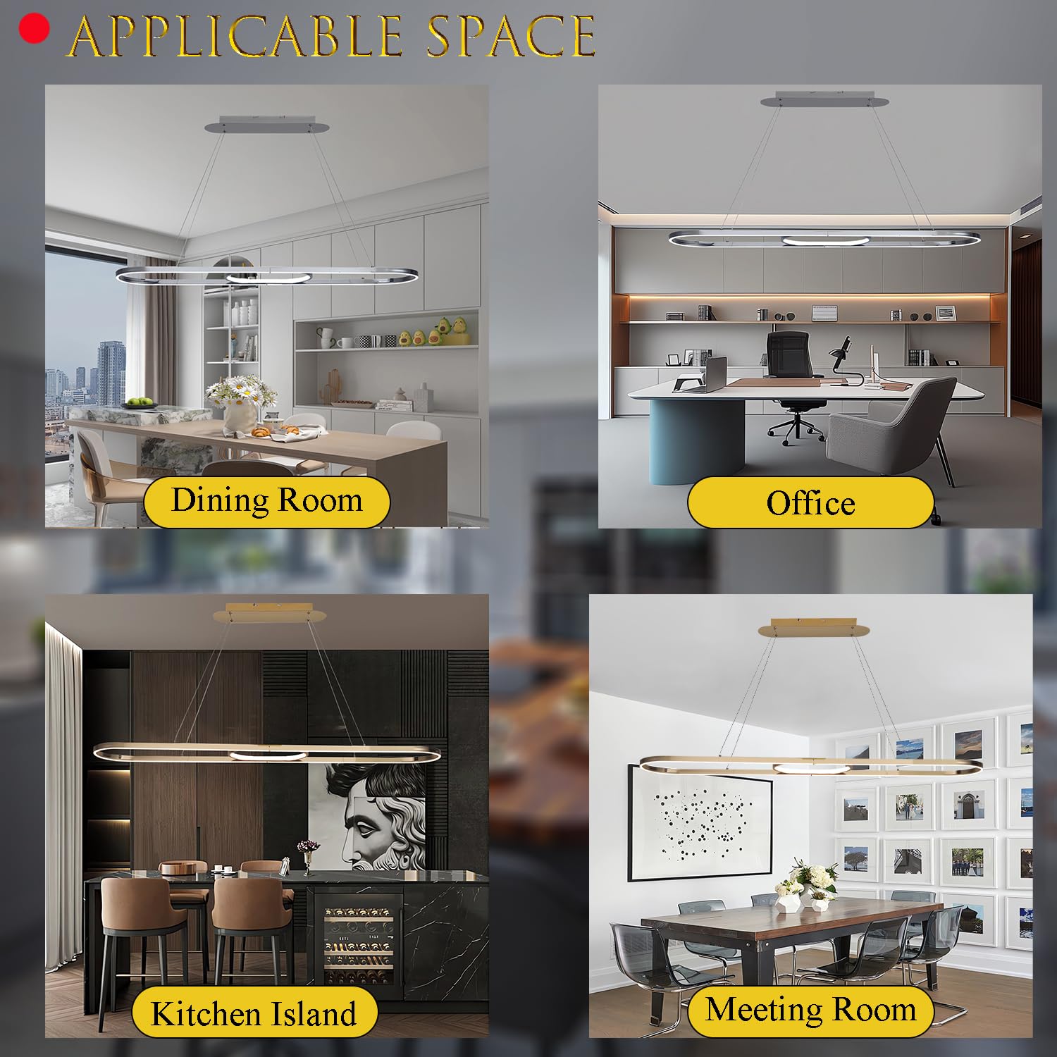 Moderne Chrom LED-Pendelleuchte,dimmbare lineare Esstisch-Kronleuchte 75W 3000K-6000K,ferngesteuerte verstellbare Luxus-Oval-Aluminium-Leuchte,Hängelampe für Kücheninsel,Esszimmer Büro (Gold, L120cm)