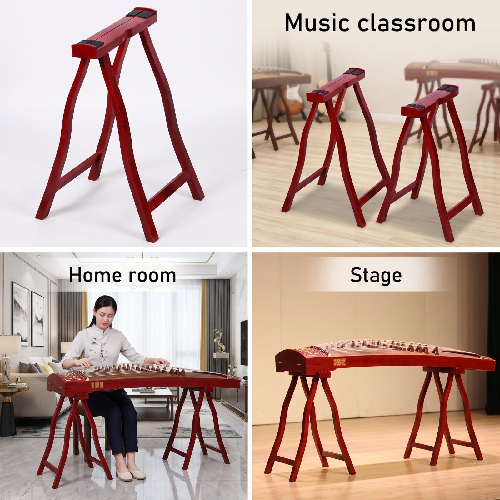harayaa Zither Ständer Guzheng Halter Instrumentenständer Auflage Gestell Holz Rahmengestell mit Gepolsterter Auflage Und Stabiler A Form für Proberaum Unterricht Konzert