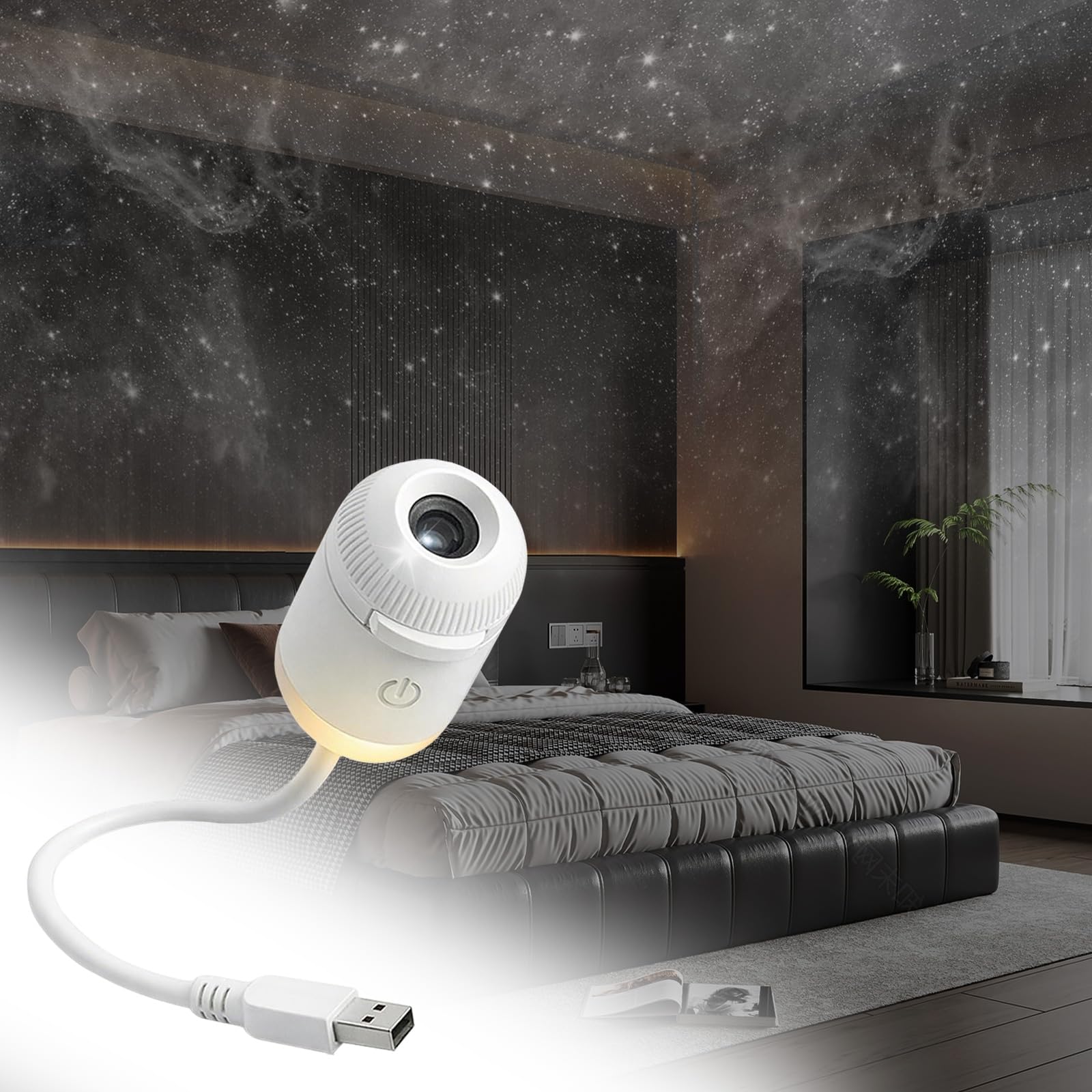 2-in-1 Starry Sky Projector, 360° Adjustable Galaxy Projector Night Light