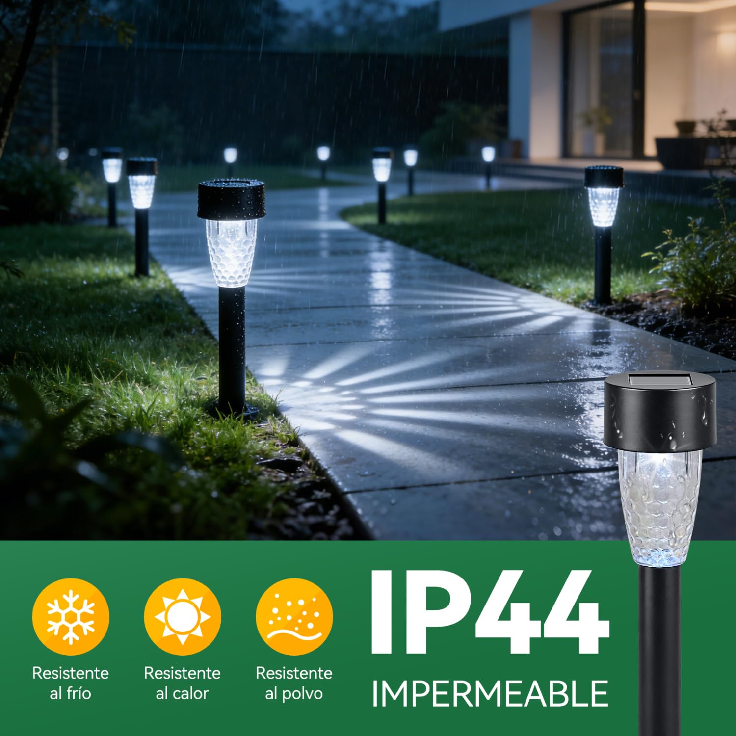 Aigostar 12 Pezzi Lampade Solari con Picchetto, Bianco Freddo 6500K, IP44 Impermeabili, Accensione Automatica, Lampade Solari per Esterno, Giardino, Cortile, Prato, Terrazzo, Vialetto, Aiuola