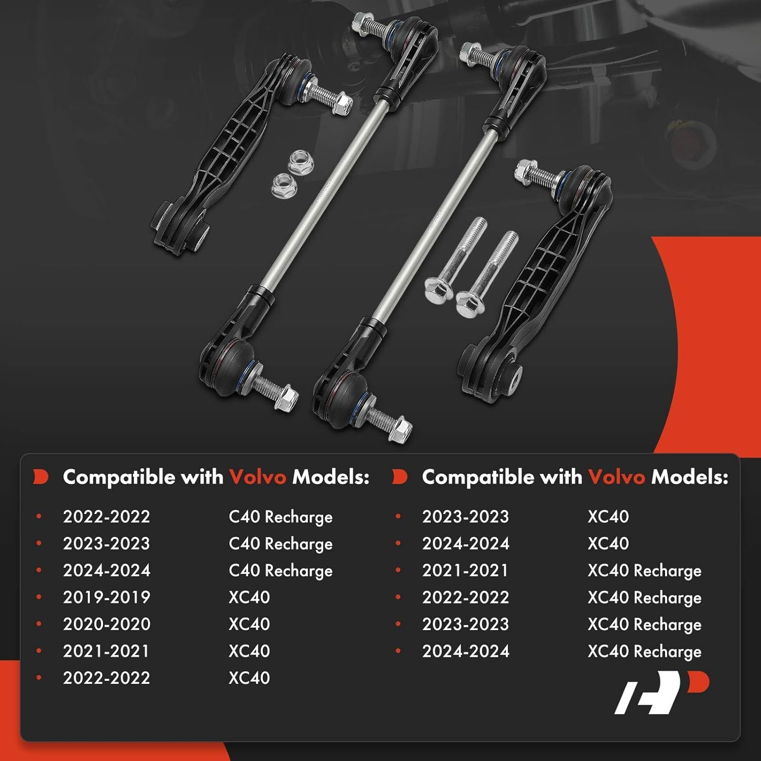 A-Premium Set of 4, Front and Rear Sway Bar Link Stabilizer Link Kit, Compatible with Volvo XC40 2019-2024, XC40 Recharge 2021-2024, C40 Recharge 2022-2024