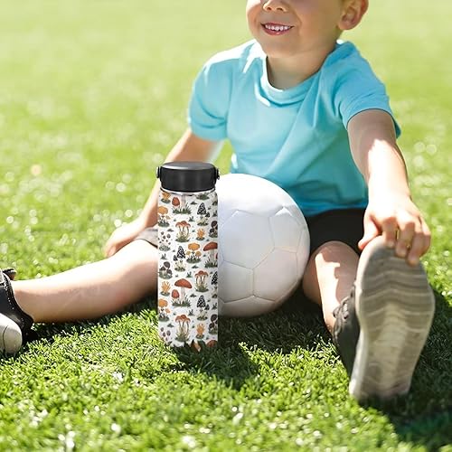 Miniatura 5 de Flashideas Botella de agua deportiva de acero inoxidable con diseño de hongos rojos y negros, botella de agua reutilizable para mantener el calor y
