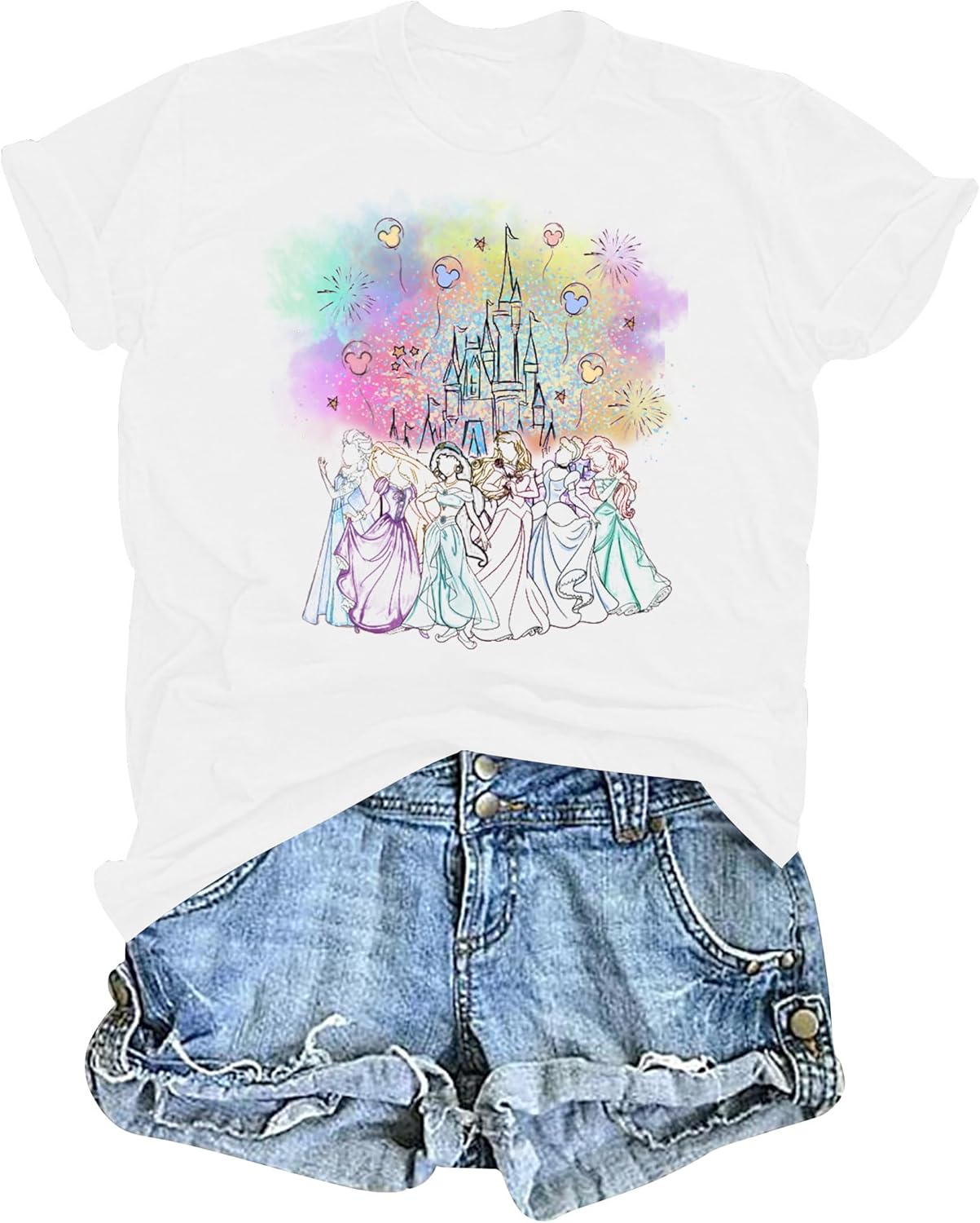 Magic Kingdom Shirts for Women Magical Shirt Castle Princess Graphic T-Shirt Holiday Vacation Tee Casual Crewneck Tops