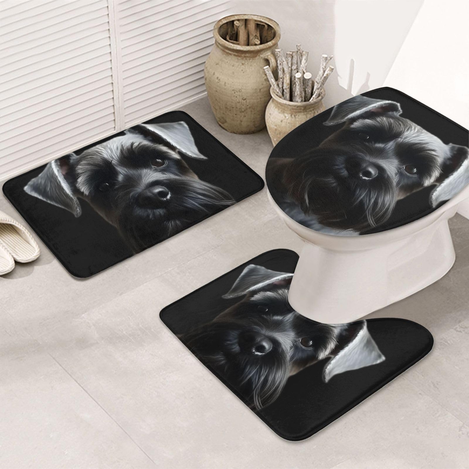 Tapis de bain antidérapant schnauzer noir absorbant sécurité u