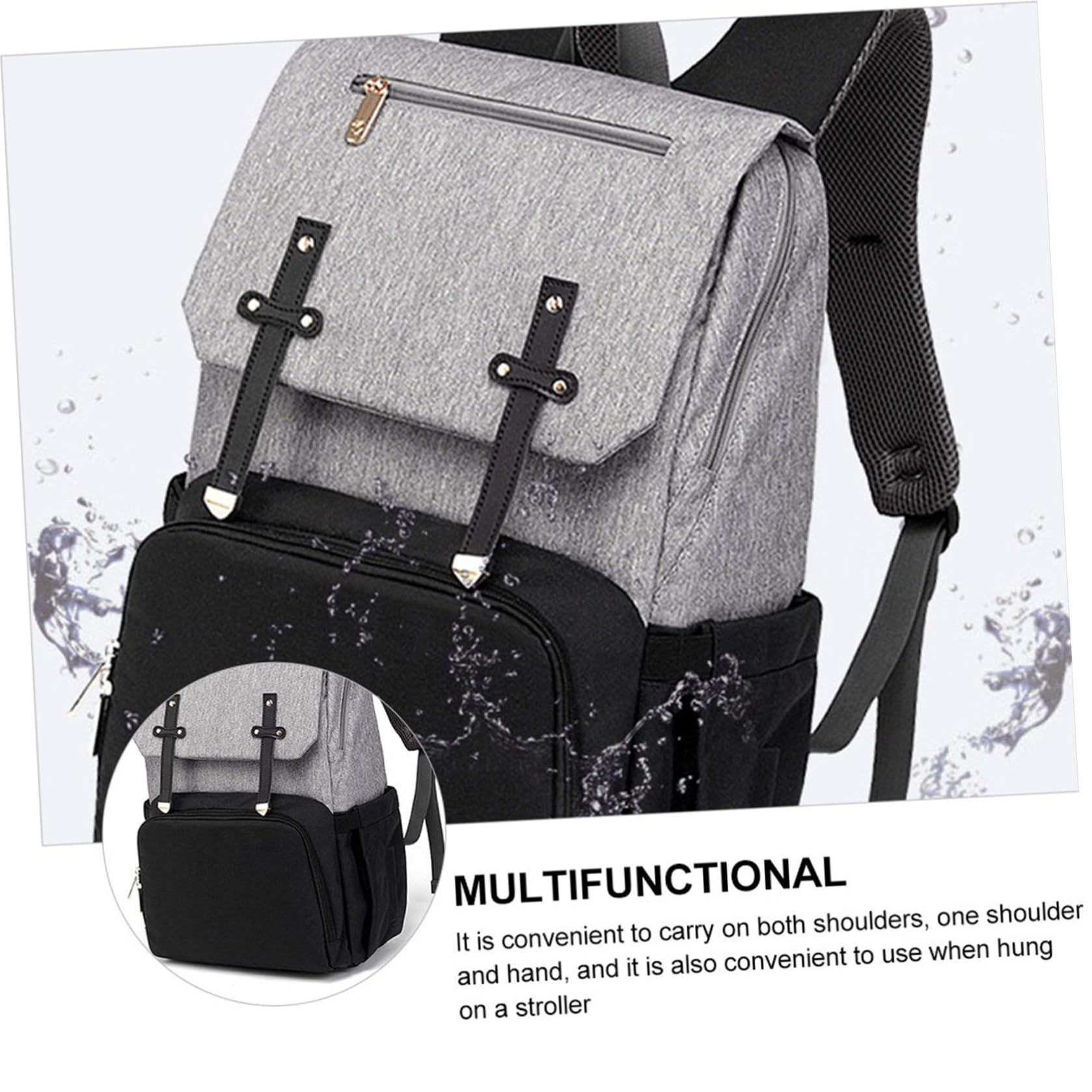 Mehrzweckrucksack für Mütter Großer Babyrucksack Wickeltasche aus Oxford Stoff Verschleißfest mit Großem Fassungsvermögen zum Einkaufen und Ausgehen