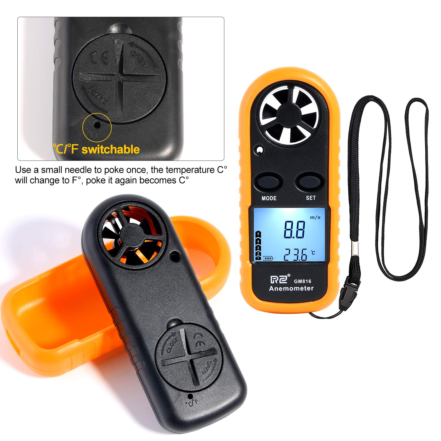 Digital Anemometer Handheld Airflow Wind Meter Backlight Wind Speed