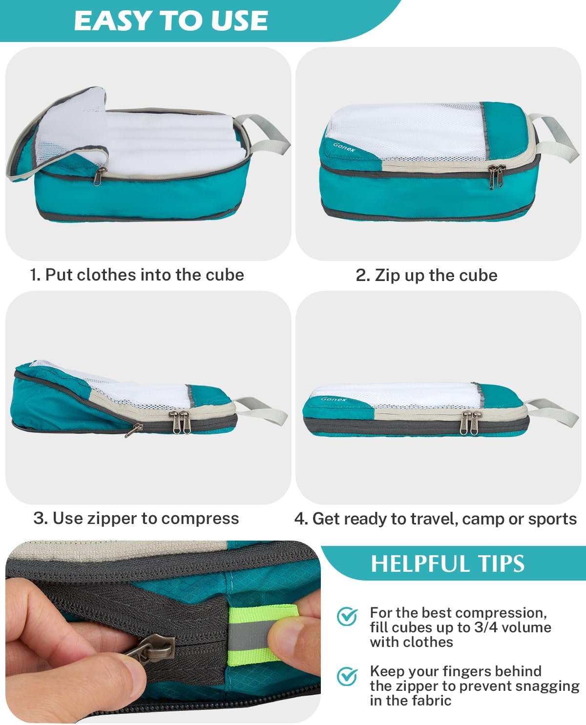 Compression Packing Cubes, Gonex Extensible Storage Mesh Bags Organizers - Image 4