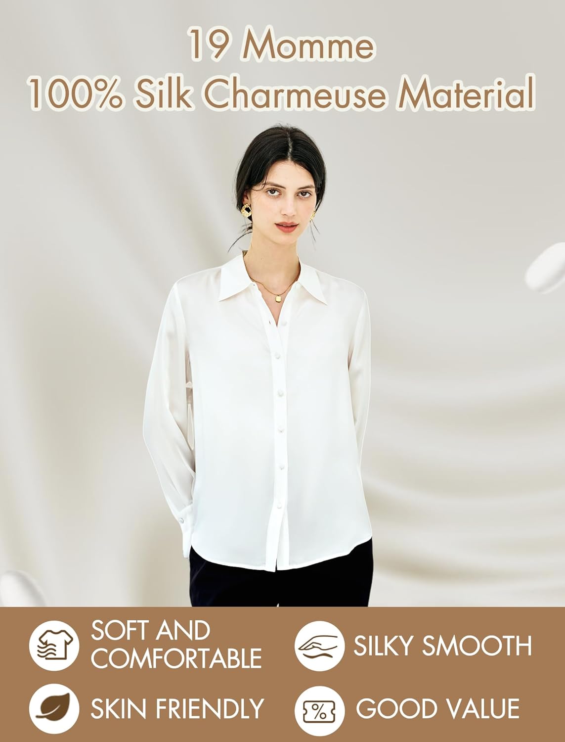 COLD POSH Silk Blouses for Women Long Sleeve Women’s 100% Pure Silk Blouses Elegant Button Down Shirt Smooth Tops Cool Shirts - Image 4