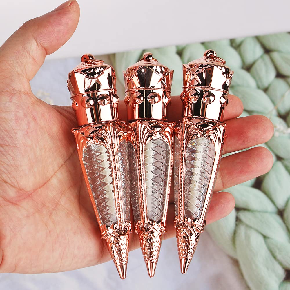 15pcs 4ml rose gold crown empty lip gloss tubes, empty Key chain lipgloss containers