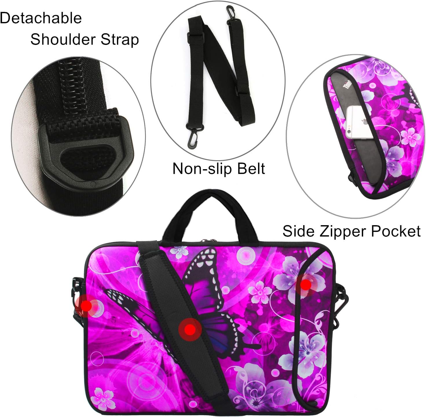 Violet Mist 11-13.3 Inch Laptop Shoulder Bag Computer Sleeve Strap Handle image 3