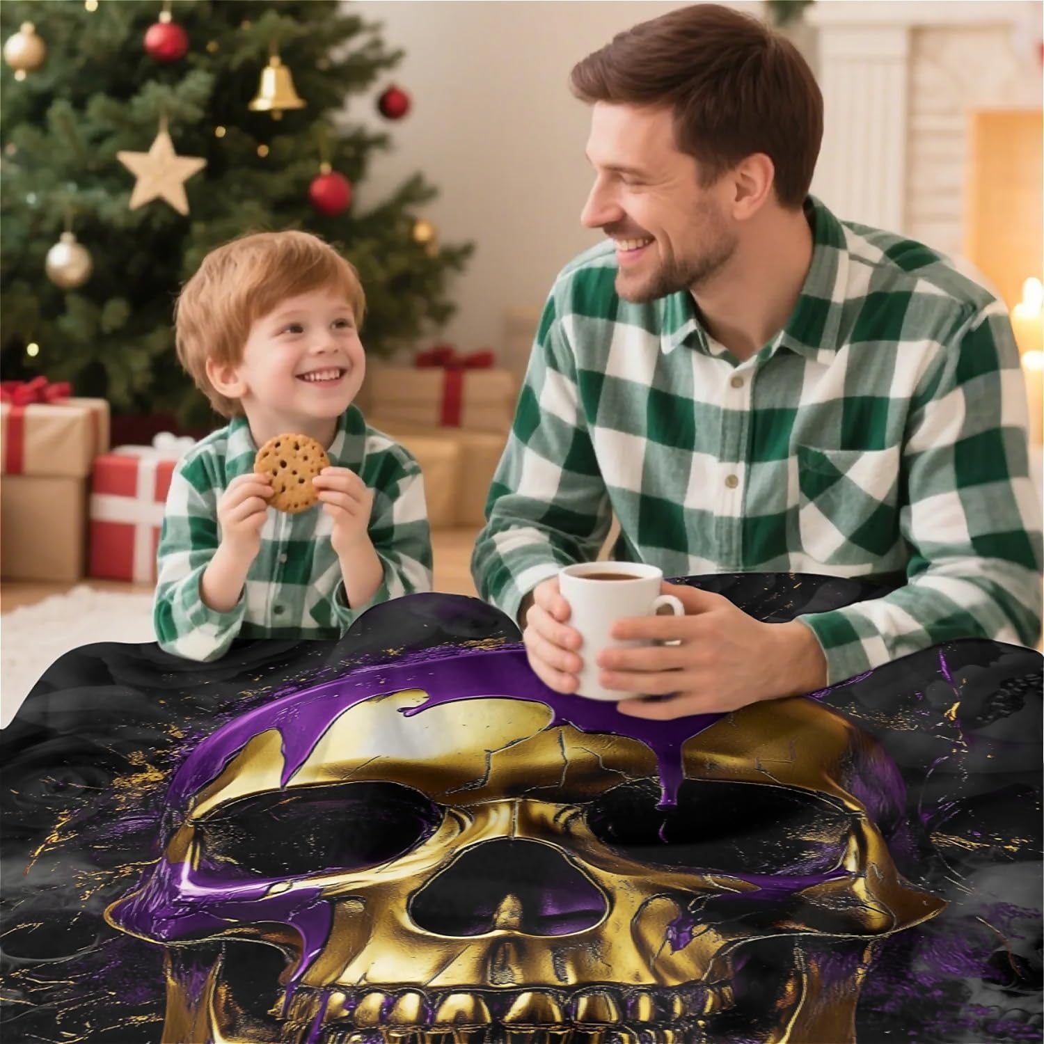 Purple Rose Skull Blanket Fleece Throw for Couch Bed Sofa Travel and Camping, Soft Plush Throw Blanket for for All Seasons 50"x60" - Warm Plush Throw Blank for Women, Men and Kids - Image 6