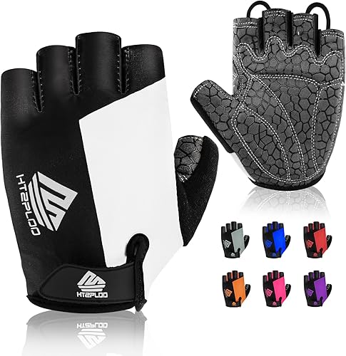 Guantes de bicicleta para hombres y mujeres con almohadilla antideslizante que absorbe los golpes, guantes de ciclismo ligeros de medio dedo