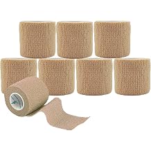 ANAMPION Self-Adhesive Football Sock Tape 5cmx4.5mFlesh Color, 8 Rolls | Self Adherent Cohesive Bandages Wrap First Aid Athletic Sports Tape for Wrist Ankle Pet & Vet Wrap for Dogs, Horse