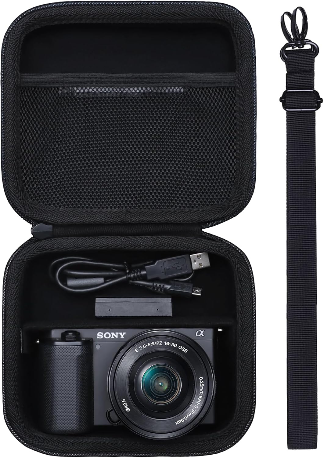 Hard Case for Sony Alpha ZV-E10/ ZVE10 II/a6400/6700/ILCE6100KB/ZV-E1/a6100/a6000/a5000/a5100 Cameras and w/16-50mm Lens, Canon PowerShot G7 X Mark III/Mark II Camera, Travel Black Storage Bag