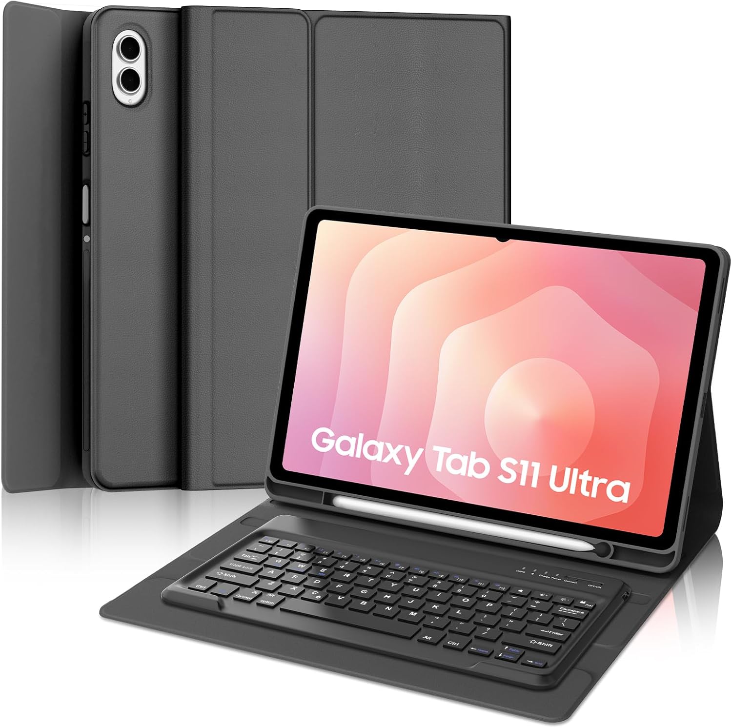 for Samsung Galaxy Tab S11 Ultra Keyboard Case 14.6 inch 2025, Magnetically Detachable Wireless Bluetooth Keyboard, Multi-Angle Stand, PU Leather Folio Cover with S Pen Holder for Galaxy Tab S11 Ultra