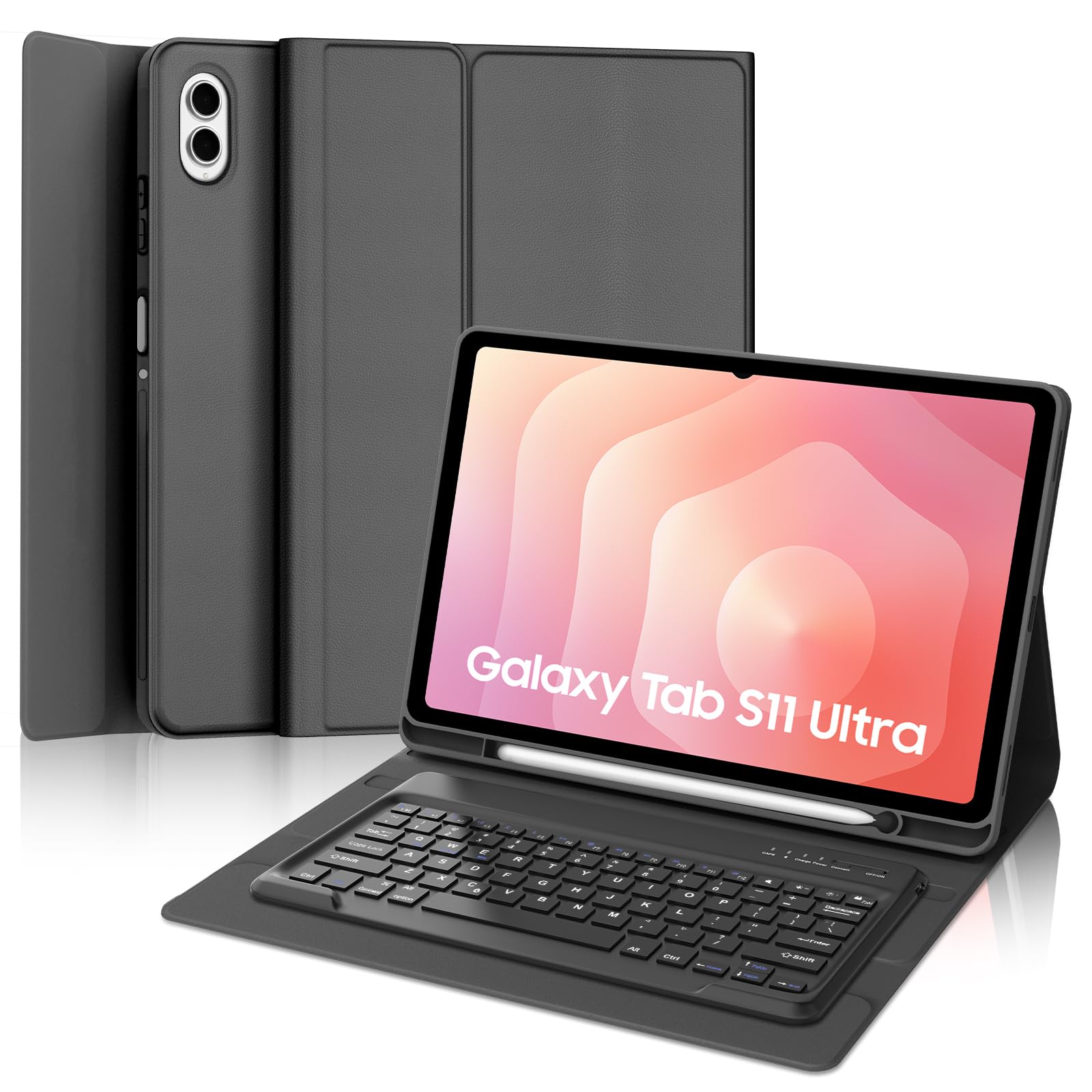 for Samsung Galaxy Tab S12 Ultra/S11 Ultra Keyboard Case 14.6 inch, Magnetically Detachable Wireless Bluetooth Keyboard, Multi-Angle Stand,PU Leather Folio Cover with S Pen Holder for Tablet S12 Ultra