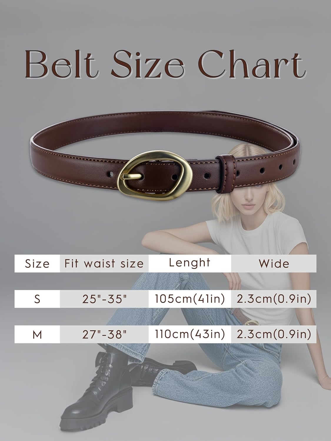 Women's Skinny Leather Belt for Jeans Dresses Pants Ladies Thin Soft Waistband with Gold Buckle Black Brown Gift Belt - Image 7