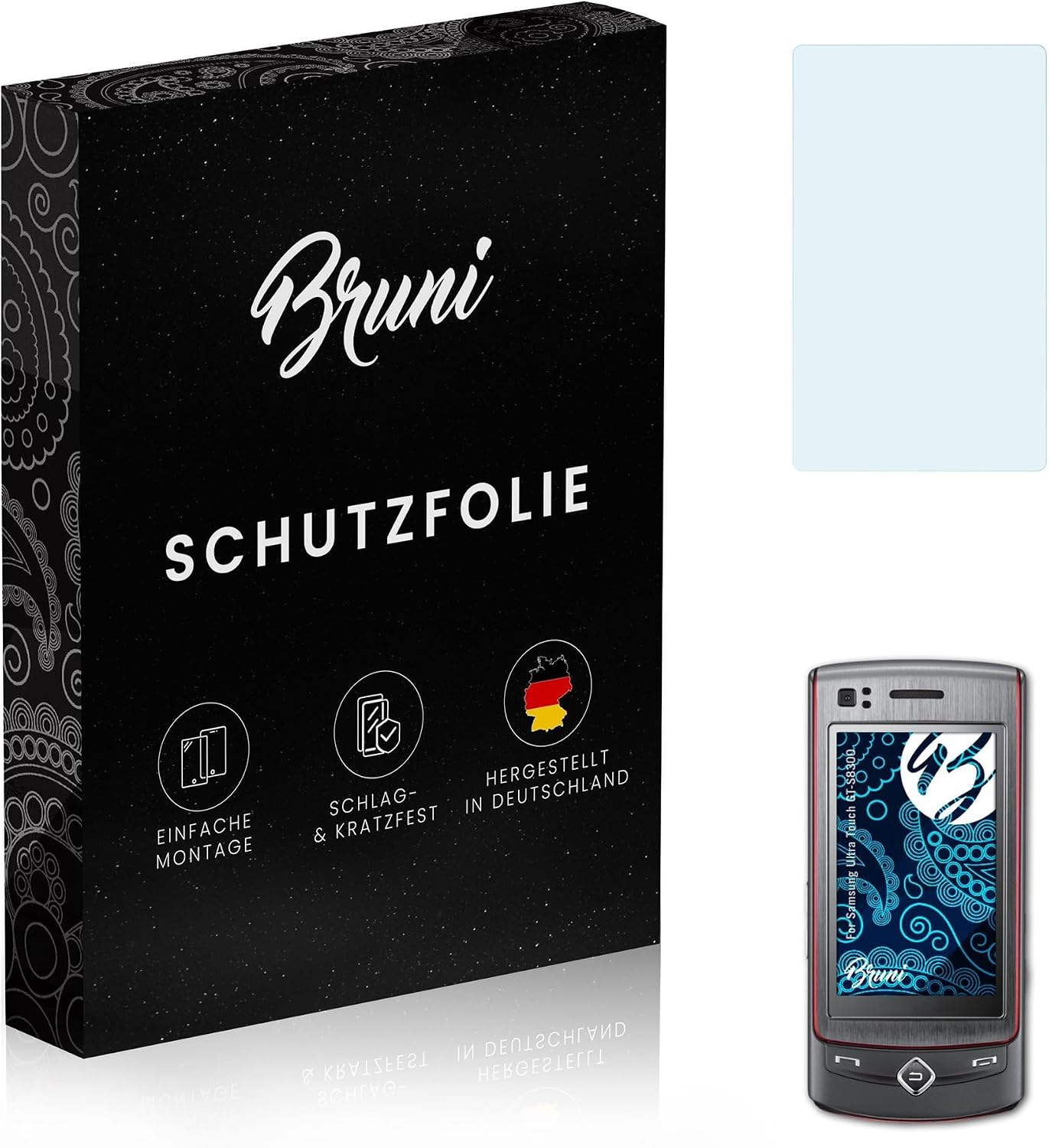 Bruni Screen Protector compatible with Samsung Ultra Touch GT-S8300 Protector Film, crystal clear Protective Film (2X)