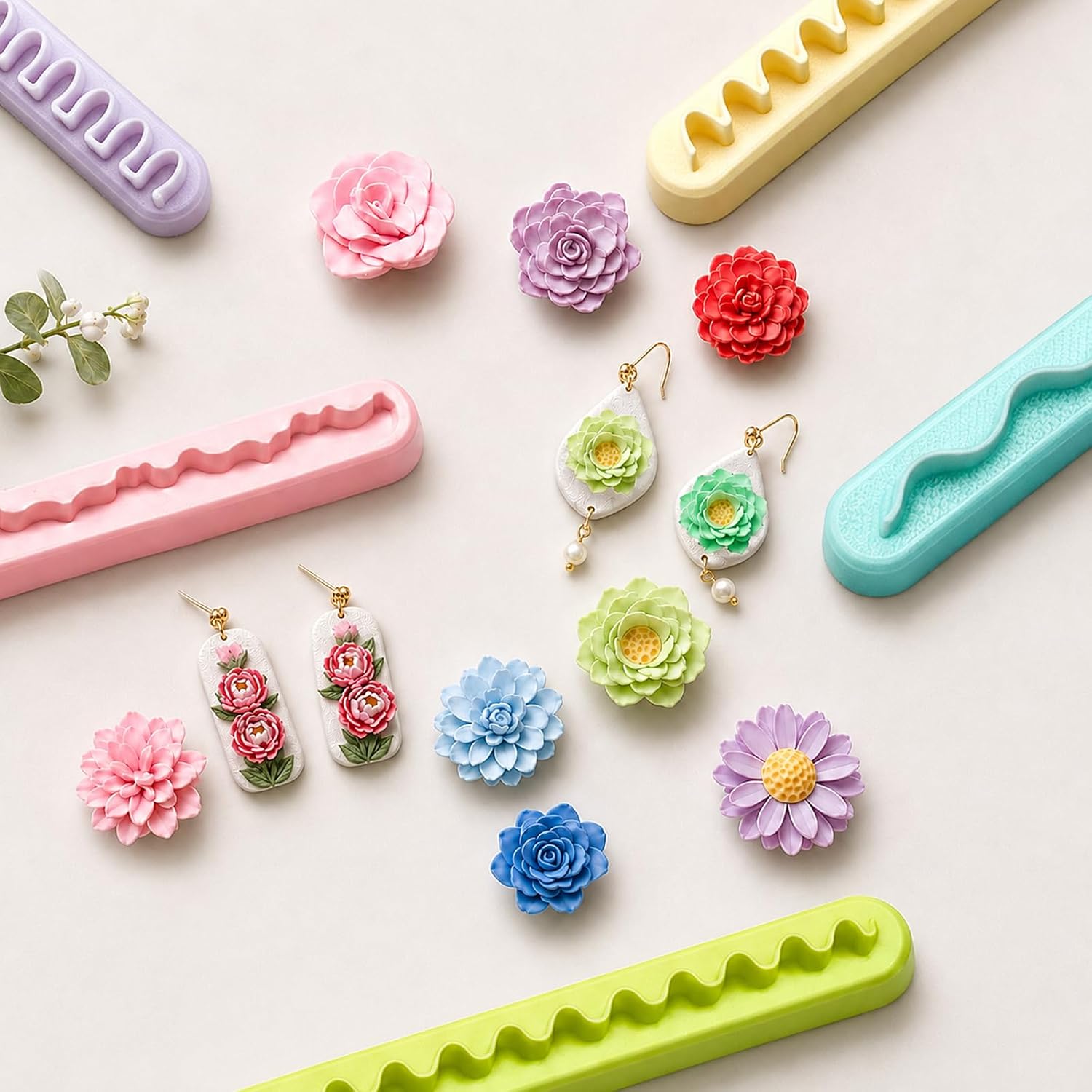8 Pcs Polymer Clay Petal Cutters, 3D Flower Making Tools with Unique Edge Designs, Clay Cutting Tools for Handmade Flowers, Jewelry Making, DIY Crafts & Polymer Clay Projects