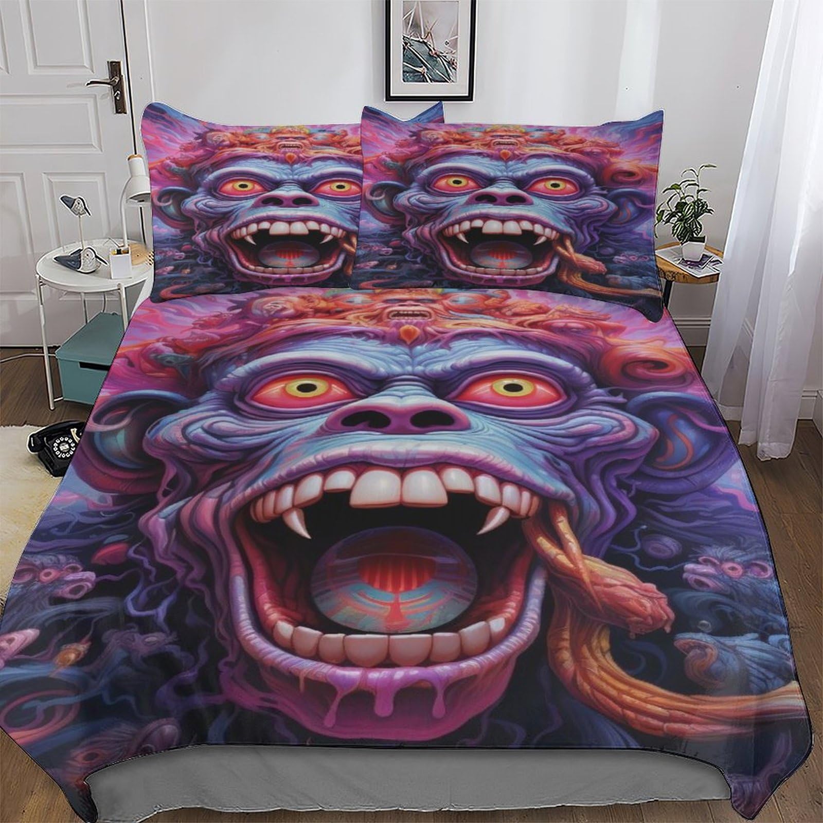 Housse de couette Gorille 200x200 3 pièces en microfibre pour lit double ado