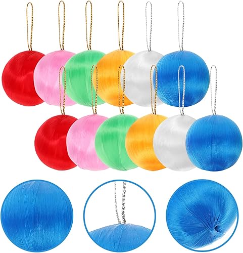 Miniatura 7 de ABOOFAN 30 bolas de Navidad de satén, adornos de seda para Navidad, inastillables, decoración de esferas colgantes, bolas colgantes inastillables