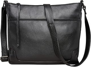 Locking Concealed Carry Lydia Leather Crossbody by Lady Conceal with Universal Holster for Medium to Large Frame Handgun (Black)