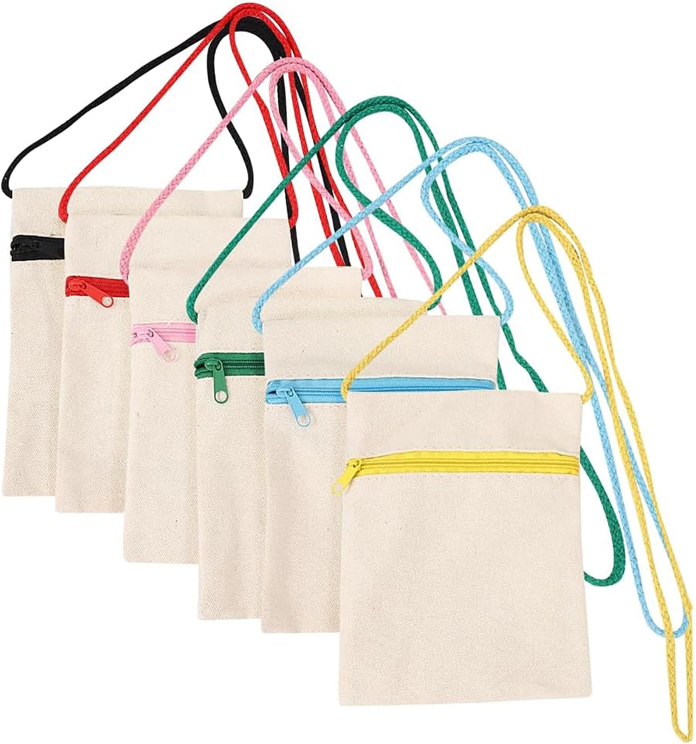 6 Pack Heart Shape Canvas Zipper Pouch 7.6x9.6 IN Blank DIY Canvas Purse Reusable Cotton Cosmetic Makeup Bags for Crafting (6pcs-heart shape-colors)