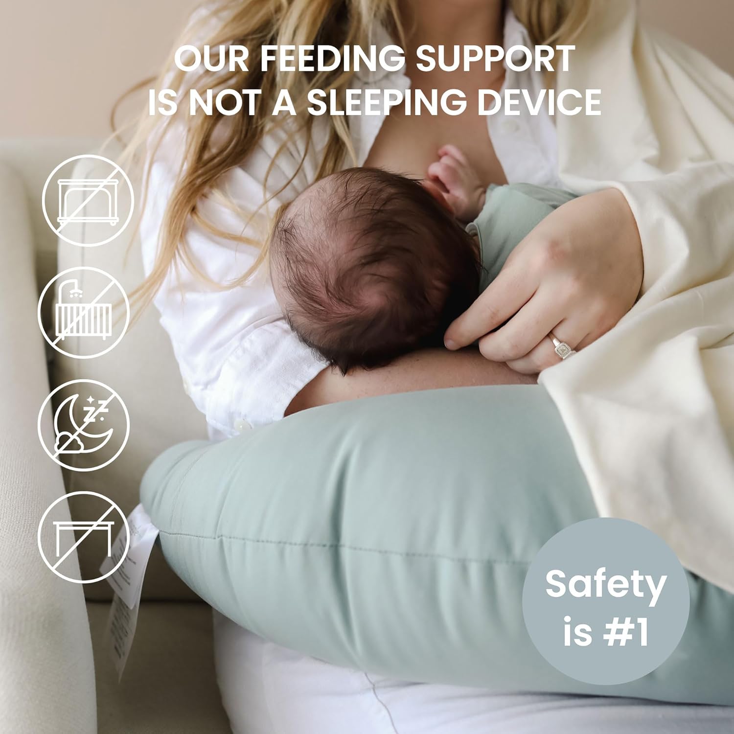 snuggle me Organic Nursing Pillow - Bottle & Breastfeeding Pillow with Organic Cotton Cover & Fiberfill, Machine Washable, Newborn Essentials Must Haves (Slate)