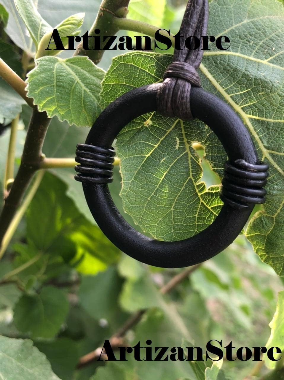 ARTIZANSTORE Hand Forged Iron Pendant | Viking Necklace with Genuine Leather Cord | Unique Gift for History Enthusiasts | Water Resistant Finish | Unisex Heavy Weight Jewelry - Image 3