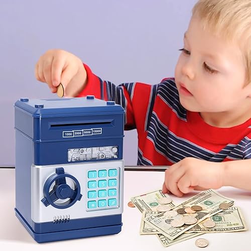 Miniatura 3 de LittleStar Alcancía para niños y niñas, mini cajero automático, el mejor regalo para niños, caja fuerte electrónica con contraseña, dinero en