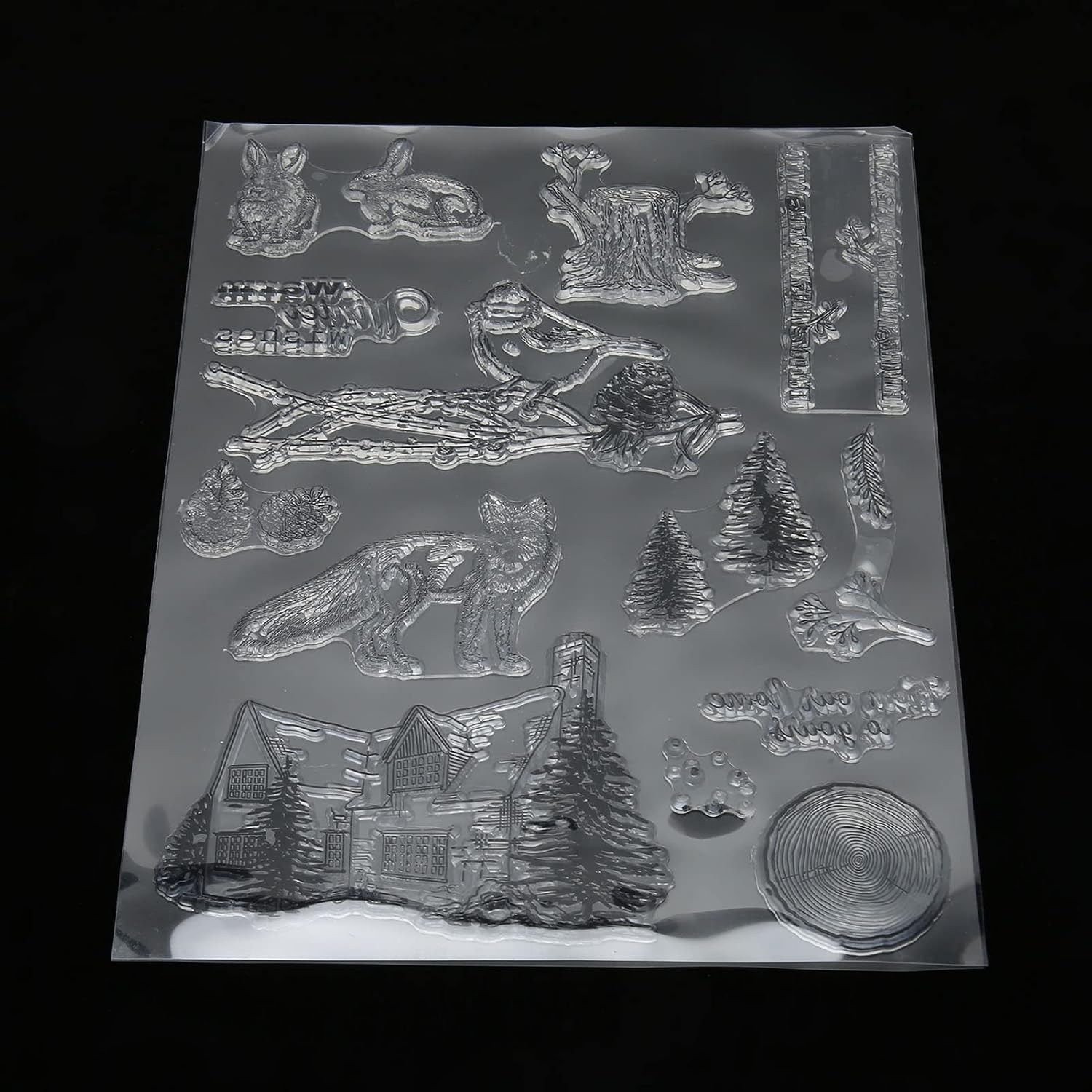 3Pcs Clear Stamps Dies Transparent Seal Blocks for DIY Scrapbooking Decoration Card Making Journaling Album Decoration Craft Winter Animal Patterns