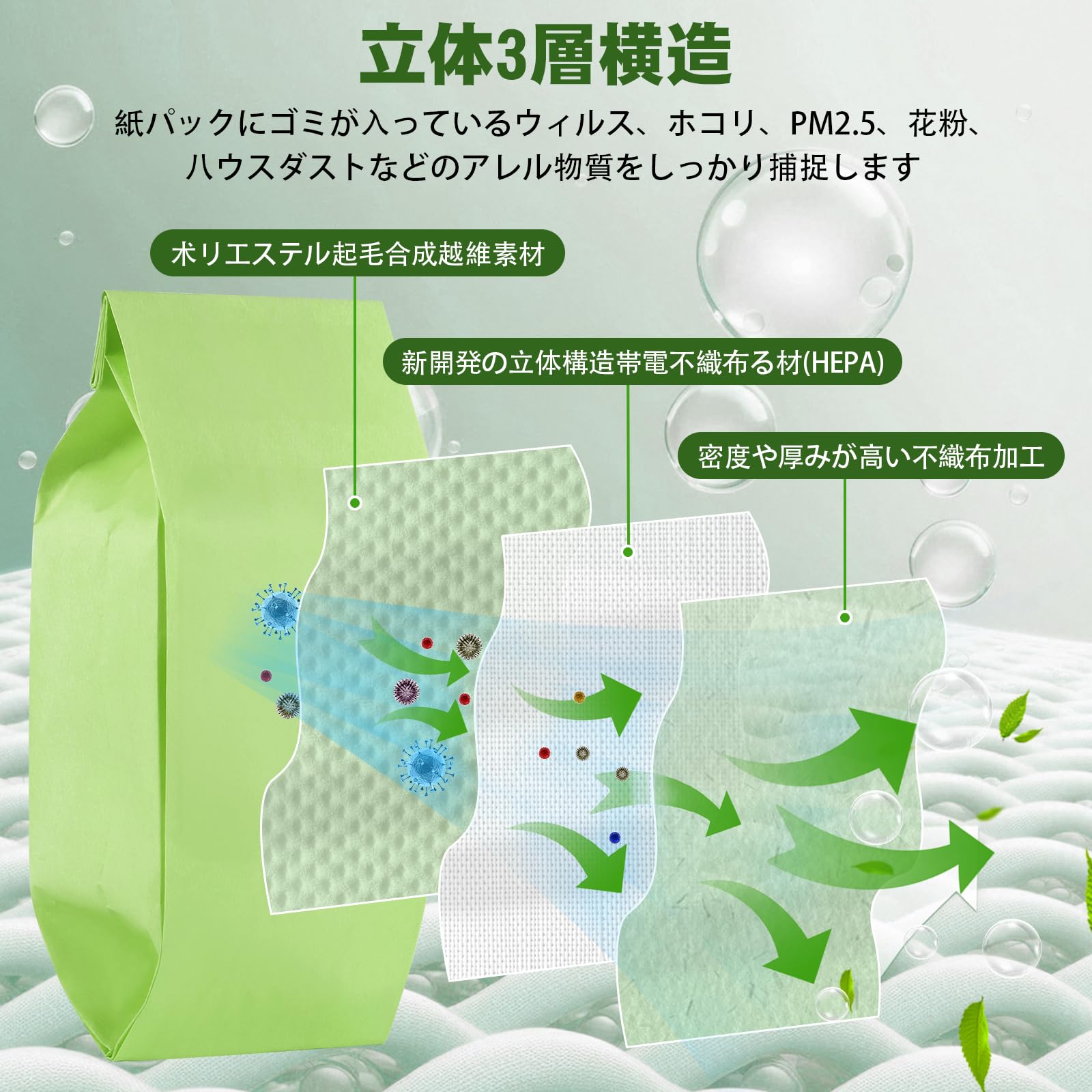 Amazon.co.jp: MP-3 三菱 掃除機 紙パック互換製品 10枚入 抗菌消臭