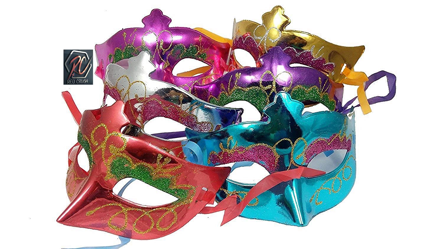 Red Crush Eye Mask for Halloween/Xmas Party,Birthday Party/Adult Party for Men and Women Masquerade Ball Mask Venetian Party 6 Pcs (Multi Colour) (B08J3QVNHZ) Amazon Price History, Amazon Price Tracker