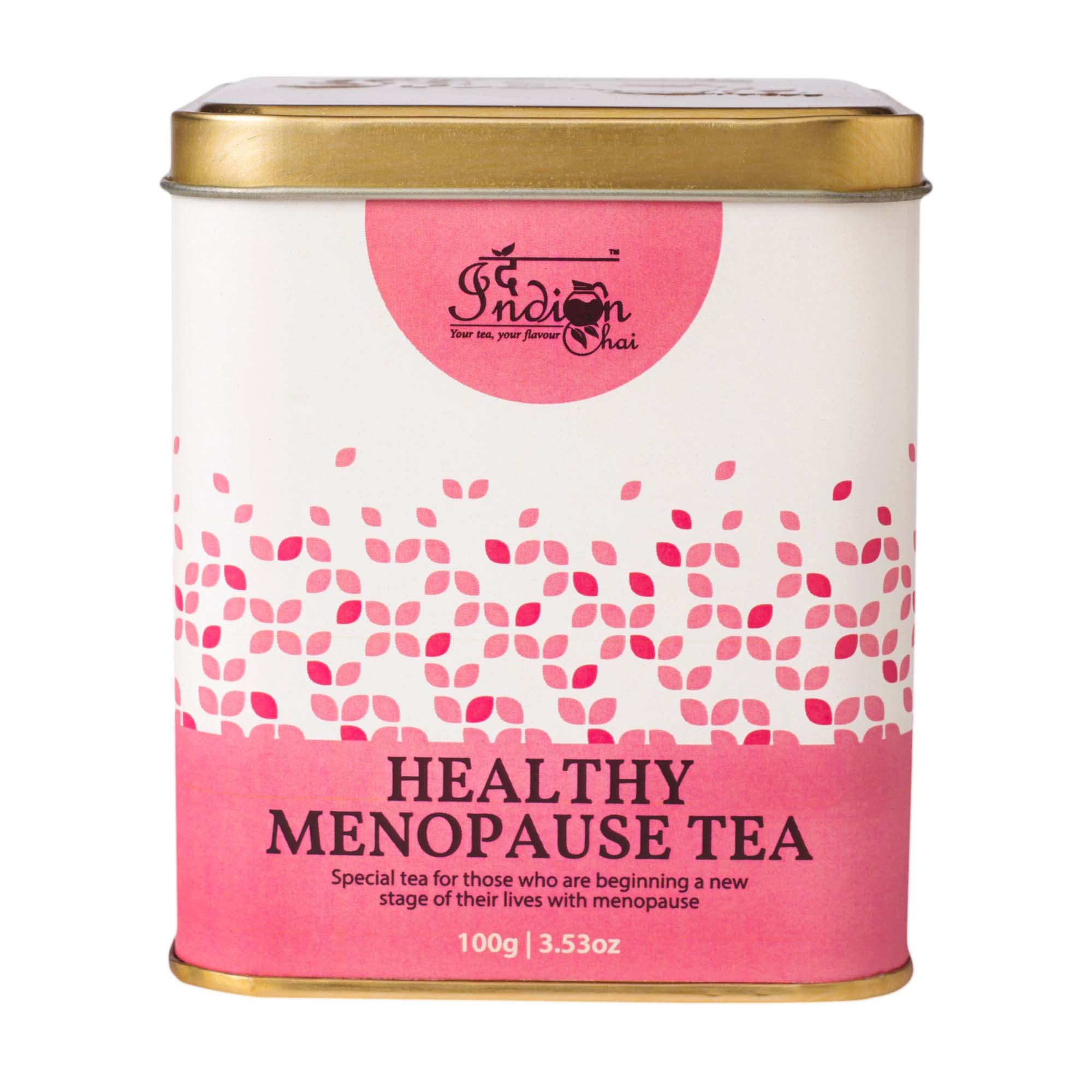 The Indian Chai – Healthy Menopause Tea 100g with Raspberry Leaves, Red Clover Flower, Vetiver Root, Guggul etc for Mood Swings, Irritability, Hot Flashes & Night Sweats Relief, Herbal Tea (B09P3NDKFR) Amazon Price History, Amazon Price Tracker