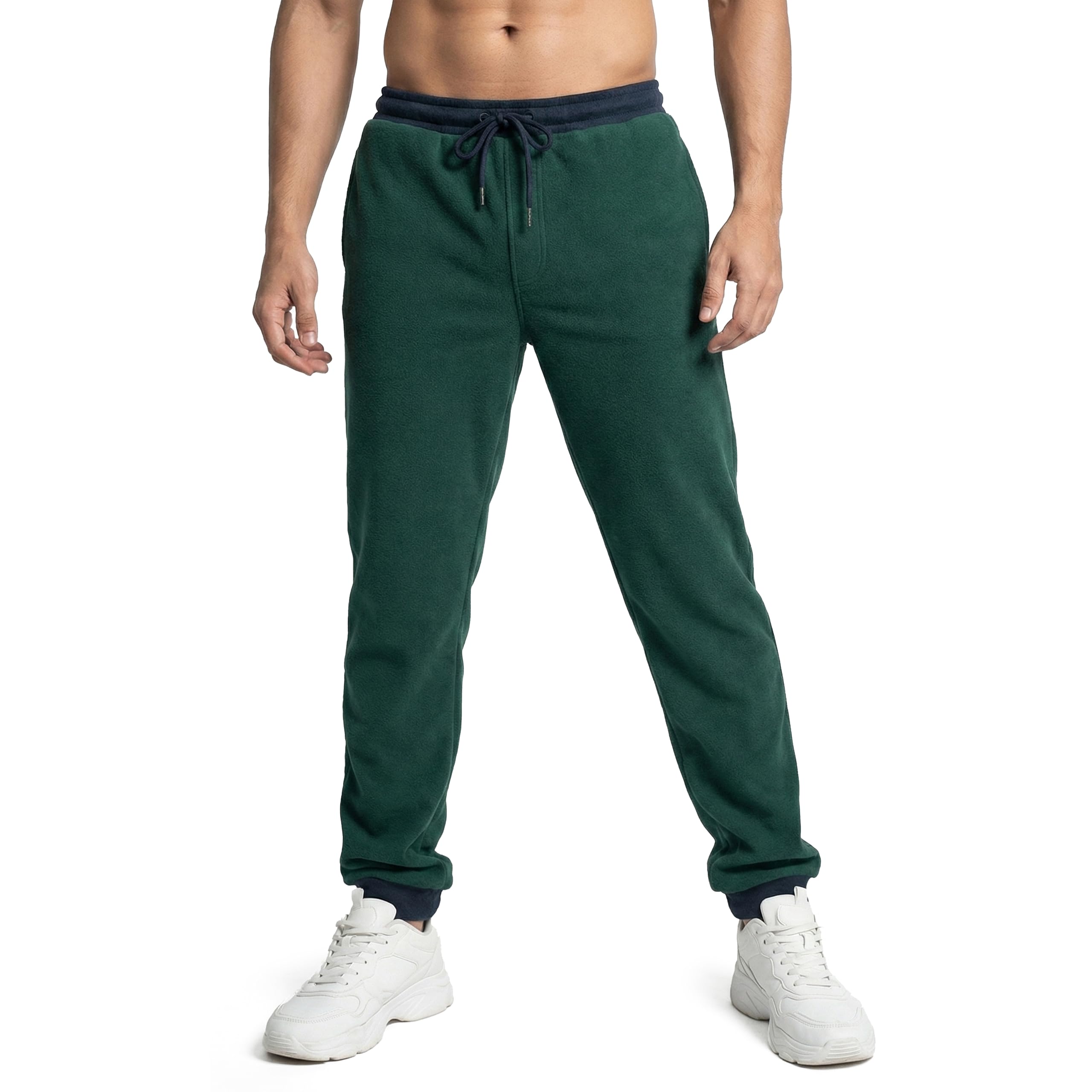 Mens Polar Fleece Jogger Pants 100 Polyester Warm Lounge Sweatpants with Drawstring