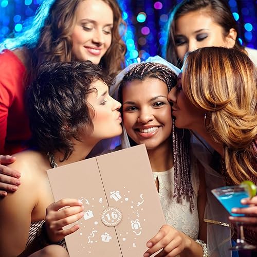 Miniatura 6 de Vuzvuv Decoraciones de fiesta de cumpleaños número 16 de oro rosa para hombres y mujeres, libro de invitados de feliz cumpleaños de 16 x 12