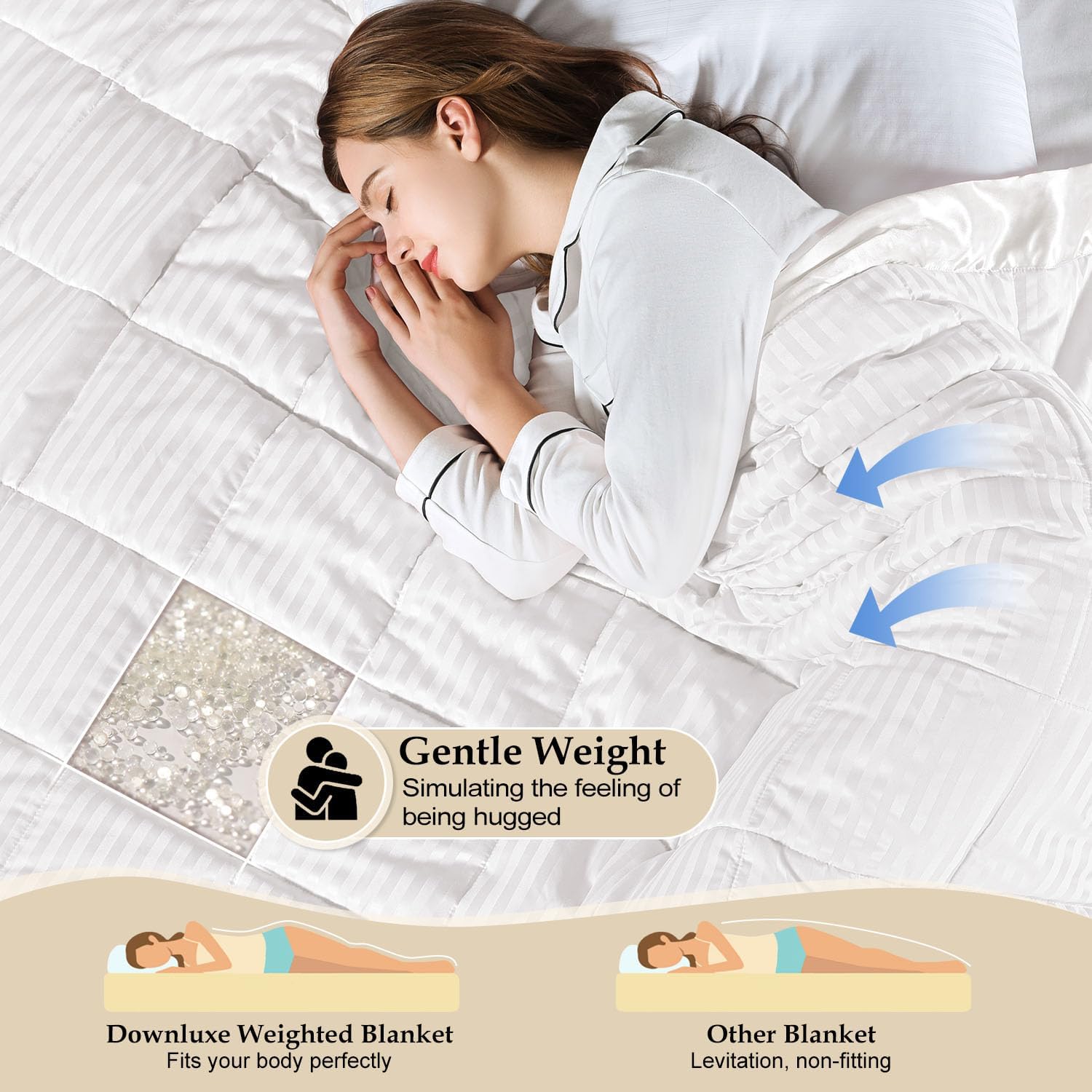 downluxe Weighted Blanket King Size, 18 lb Weighted Blanket with Glass Beads for All Season, Machine Washable Heavy Blanket (Ivory, 108 X 90 Inch) - Image 3