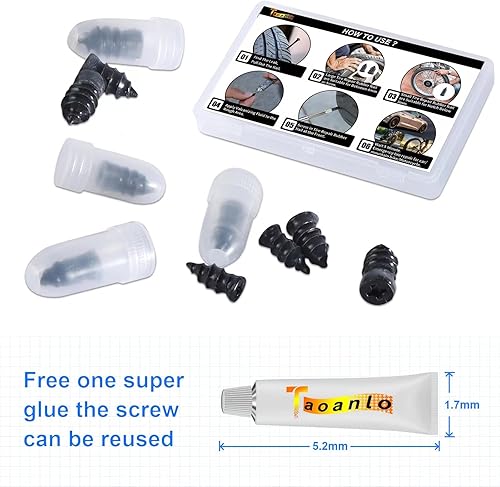 Miniatura 3 de Kit de reparación de neumáticos, clavo de reparación de neumáticos, tapón de tornillo de neumático, 22 piezas de clavos de goma para reparación de