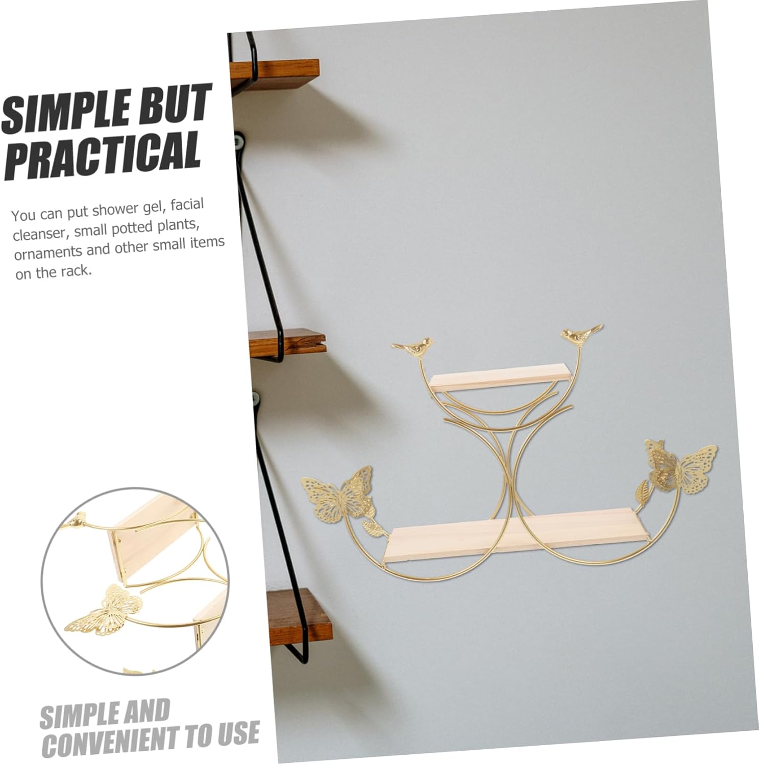DOITOOL 1pc Nordic Wall-Mounted Rack Multi-Purpose Iron Decorative Shelf for Home Living Room Bedroom Elegant for Stylish Storage