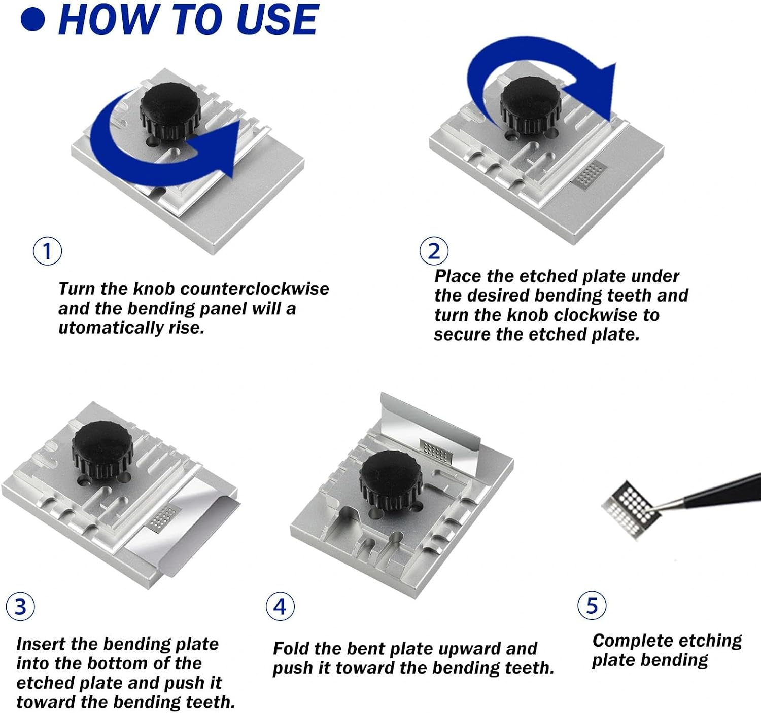 Photo Etch Bender for Model Tools – Metal Etching Sheet Bending Tool with 360° Adjustable Plate, DIY Hobby Accessory for Precise Z/U-Shaped Bends