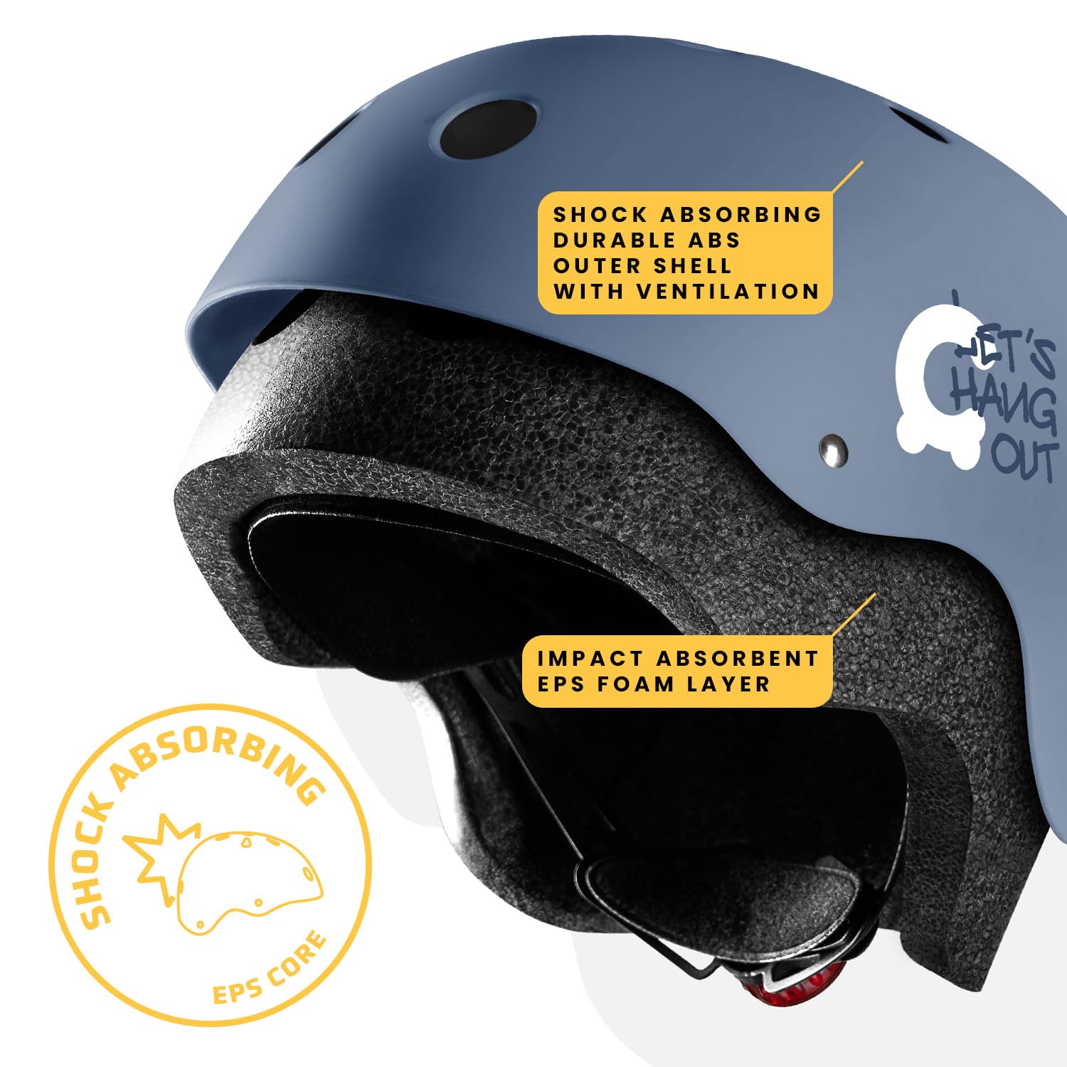 Cariboo Casco da bicicletta per bambini, XS/S, 48-52 cm, robusto, con luce a LED, per bicicletta, skateboard, scooter