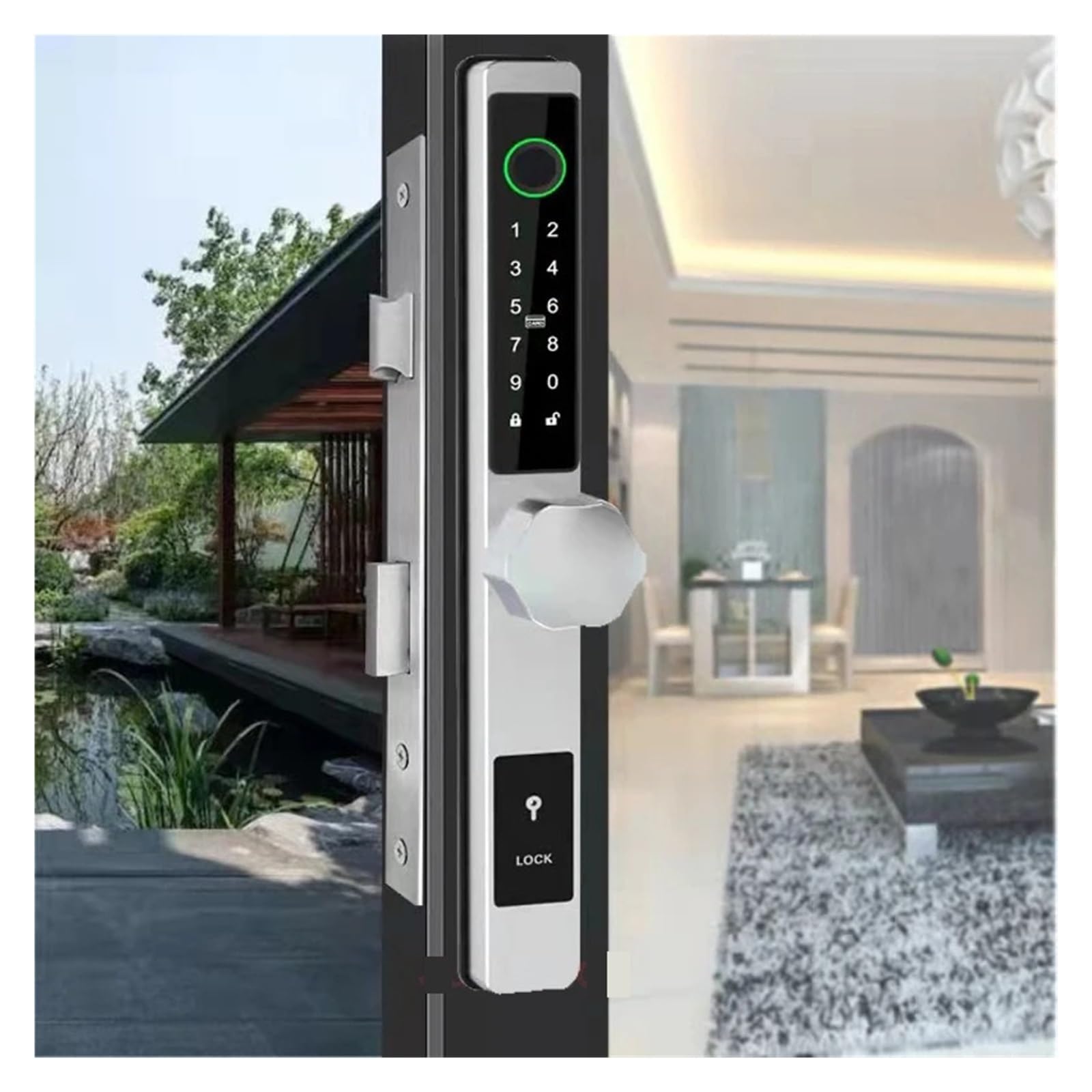 TTLock étanche Empreinte Digitale Carte Code Verre Porte coulissante Serrure de Porte Intelligente sans clé (Noir 3585) Octopus Feet