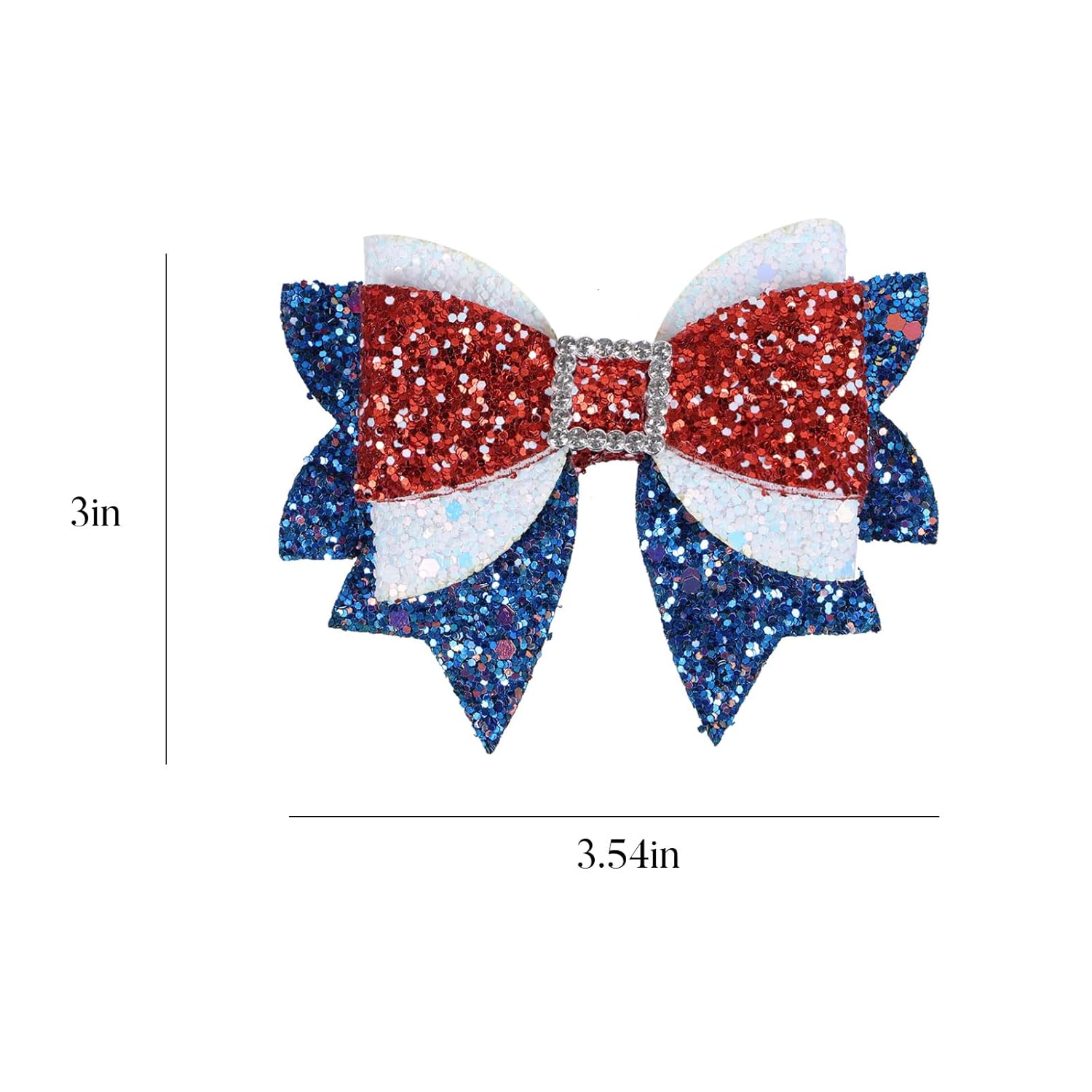 4th of July Patriotic Hair Bows Alligator Clip For Girls Glitter Sparkly Red White Blue Sequin Cheer Barrettes Hairpins Kids Independence Day Xmas Party outfit Dress Decor Accessory Gift 3.5" - Image 7