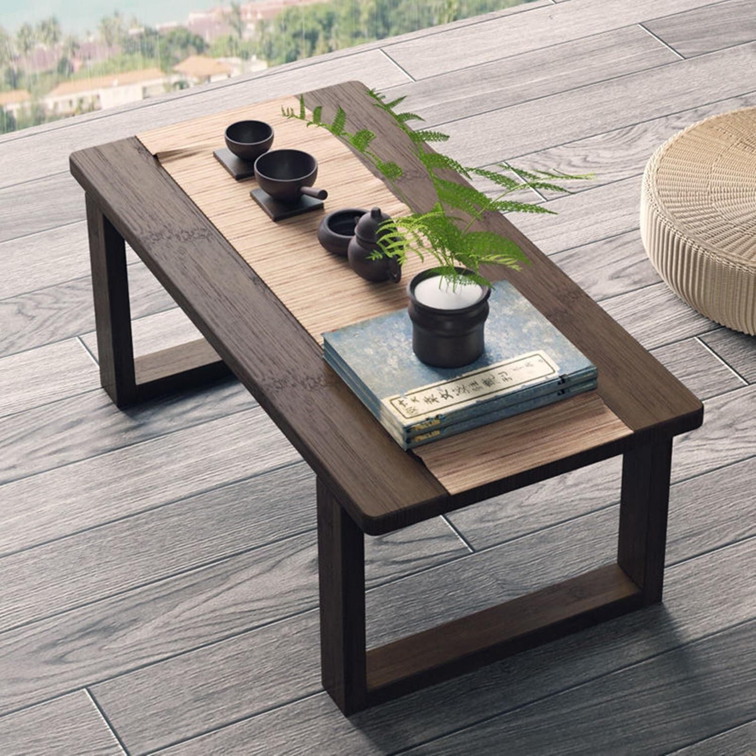 Runam Woods Simple&Premium Japanese Style Low Height Floor Meditation/Tea/Coffee/Tatami Table for Living Room, Bedroom, Solid Wood Low Study/Laptop Desk Table. (66cm- Long)-image-40