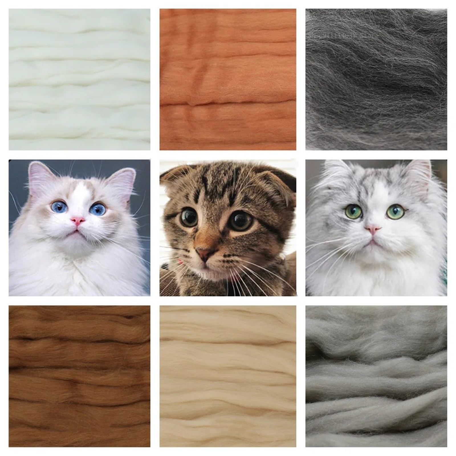 Simulation von Tierbeflockung, Wollfilzfaser, weiche Roving-Wollfaser, DIY-Handwerk, Nadelfilzmaterialien, Werkzeuge für DIY-Basteleien(20g)