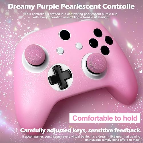 Miniatura 5 de Funda protectora de silicona antideslizante con purpurina rosa compatible con el controlador Xbox ONE SX, 8 tapas de agarre para el pulgar con